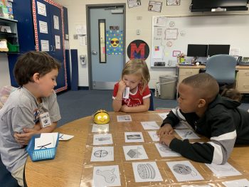 Students using activities from MakerSpace carts